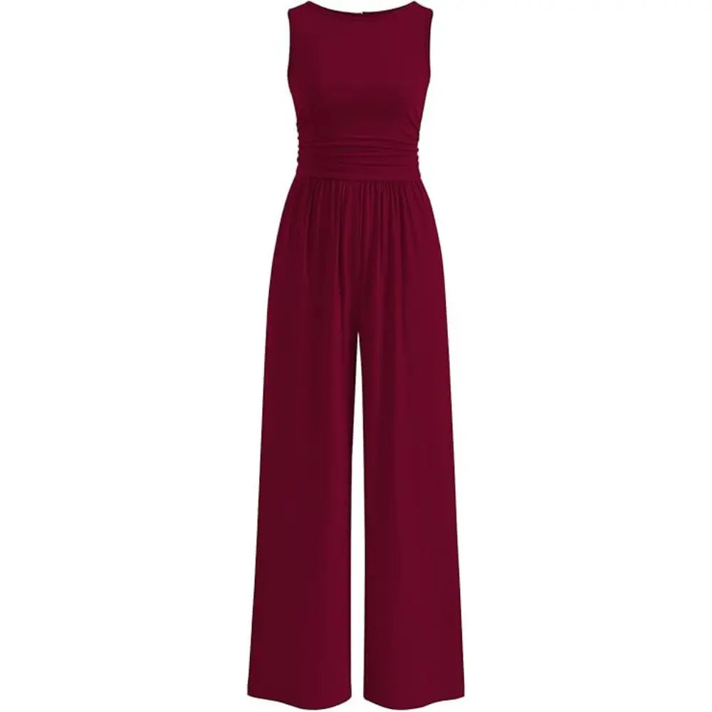 Prettygarden Women'S One Piece Jumpsuits Dressy Casual Sleeveless Crewneck Wide Leg Rompers Jumpers Vacation Summer Outfits