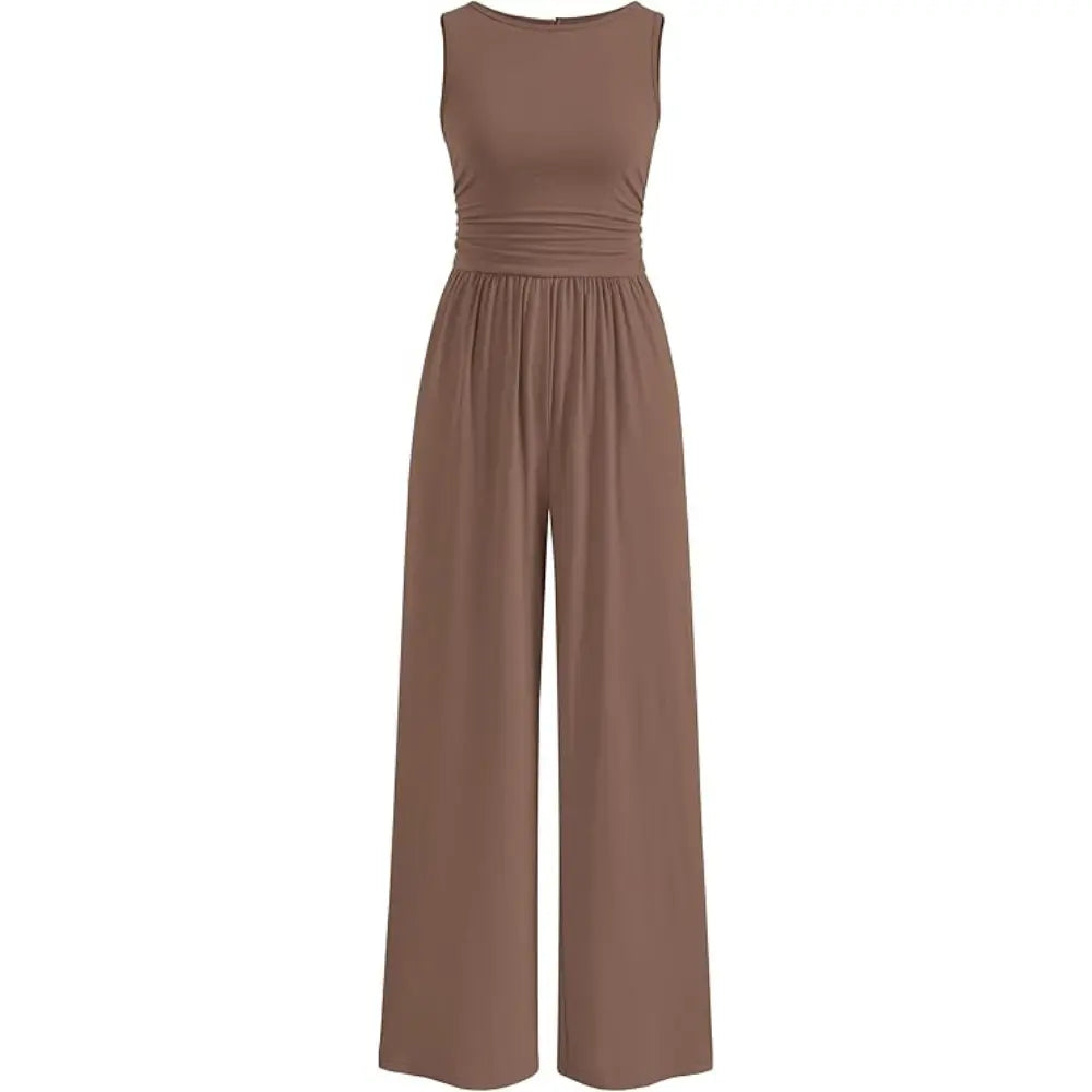 Prettygarden Women'S One Piece Jumpsuits Dressy Casual Sleeveless Crewneck Wide Leg Rompers Jumpers Vacation Summer Outfits