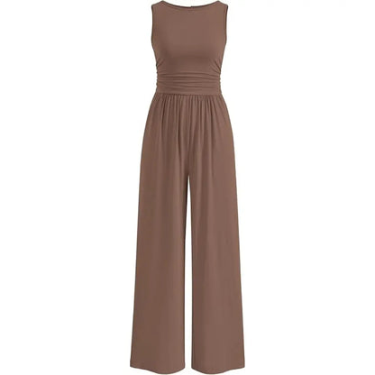 Prettygarden Women'S One Piece Jumpsuits Dressy Casual Sleeveless Crewneck Wide Leg Rompers Jumpers Vacation Summer Outfits