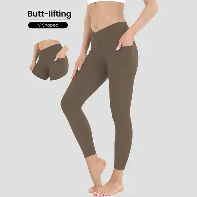 Women'S High Waist Stretchable Yoga Pants - Female Athletic Leggings with Pockets for Yoga, Running and Outdoor Daily Wear