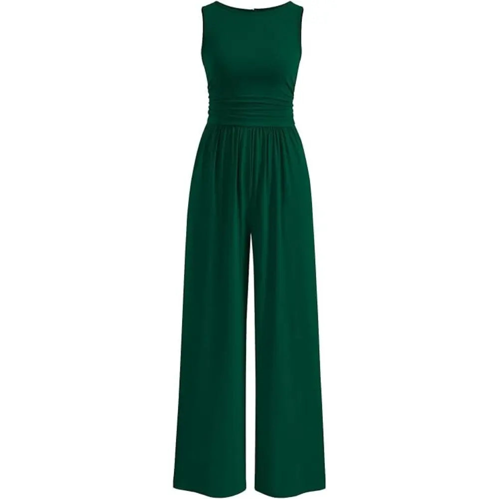 Prettygarden Women'S One Piece Jumpsuits Dressy Casual Sleeveless Crewneck Wide Leg Rompers Jumpers Vacation Summer Outfits