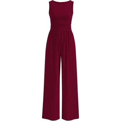 Prettygarden Women'S One Piece Jumpsuits Dressy Casual Sleeveless Crewneck Wide Leg Rompers Jumpers Vacation Summer Outfits