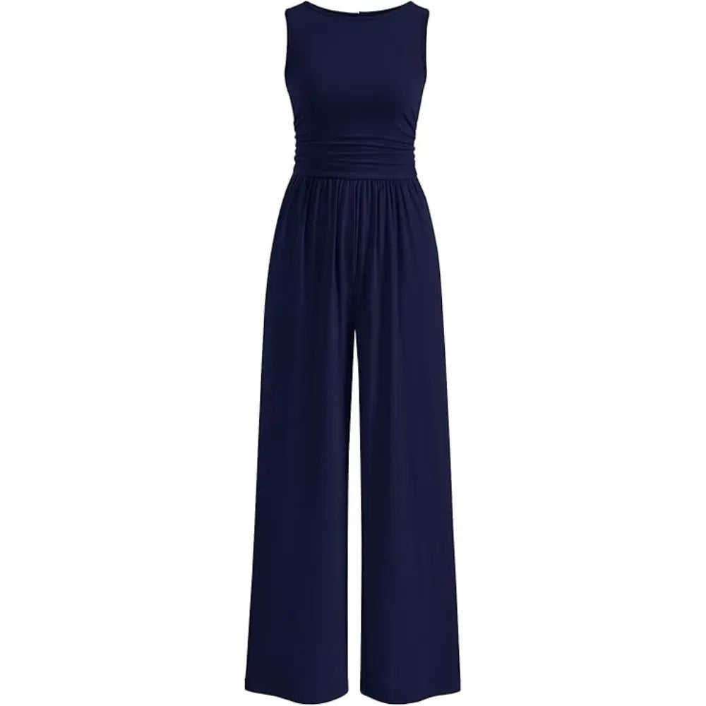 Prettygarden Women'S One Piece Jumpsuits Dressy Casual Sleeveless Crewneck Wide Leg Rompers Jumpers Vacation Summer Outfits