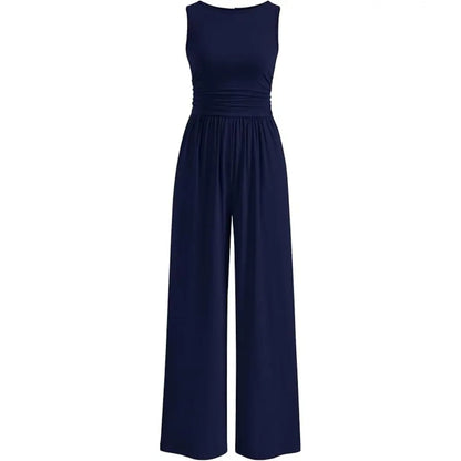 Prettygarden Women'S One Piece Jumpsuits Dressy Casual Sleeveless Crewneck Wide Leg Rompers Jumpers Vacation Summer Outfits