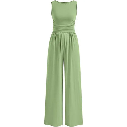 Prettygarden Women'S One Piece Jumpsuits Dressy Casual Sleeveless Crewneck Wide Leg Rompers Jumpers Vacation Summer Outfits