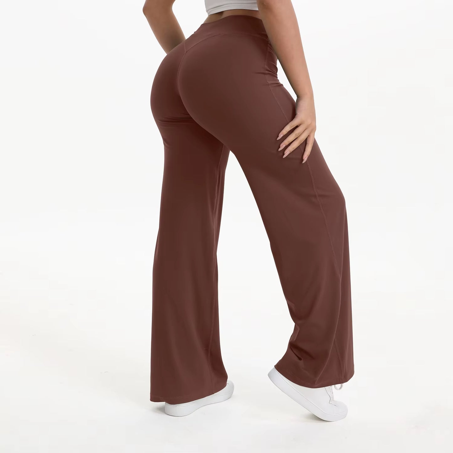 Softmotion Straight Leg Bottoms Women'S Mid-Waist Yoga Pants GYM Leggings Naked Feel Pilates Running Sports Trousers