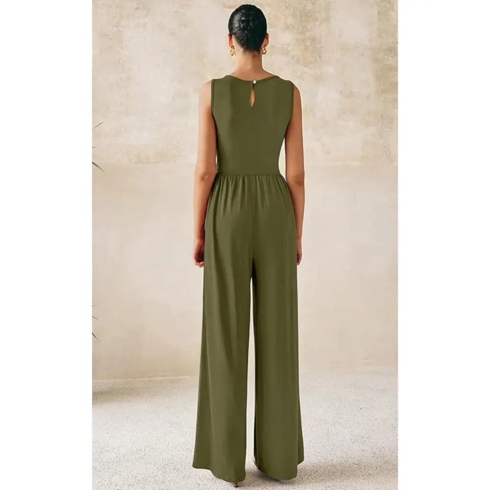 Prettygarden Women'S One Piece Jumpsuits Dressy Casual Sleeveless Crewneck Wide Leg Rompers Jumpers Vacation Summer Outfits