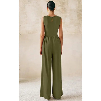 Prettygarden Women'S One Piece Jumpsuits Dressy Casual Sleeveless Crewneck Wide Leg Rompers Jumpers Vacation Summer Outfits