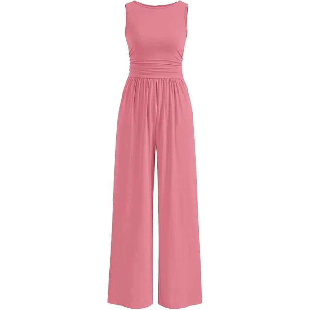 Prettygarden Women'S One Piece Jumpsuits Dressy Casual Sleeveless Crewneck Wide Leg Rompers Jumpers Vacation Summer Outfits