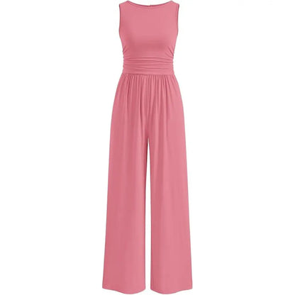 Prettygarden Women'S One Piece Jumpsuits Dressy Casual Sleeveless Crewneck Wide Leg Rompers Jumpers Vacation Summer Outfits