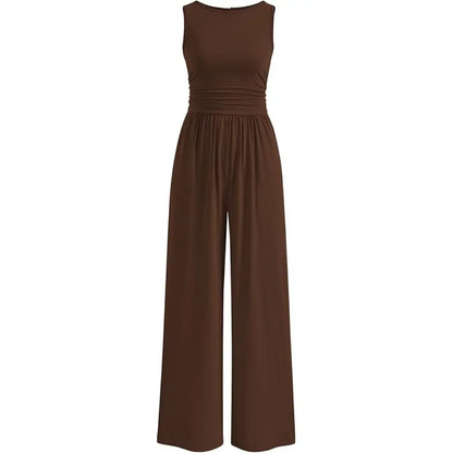Prettygarden Women'S One Piece Jumpsuits Dressy Casual Sleeveless Crewneck Wide Leg Rompers Jumpers Vacation Summer Outfits
