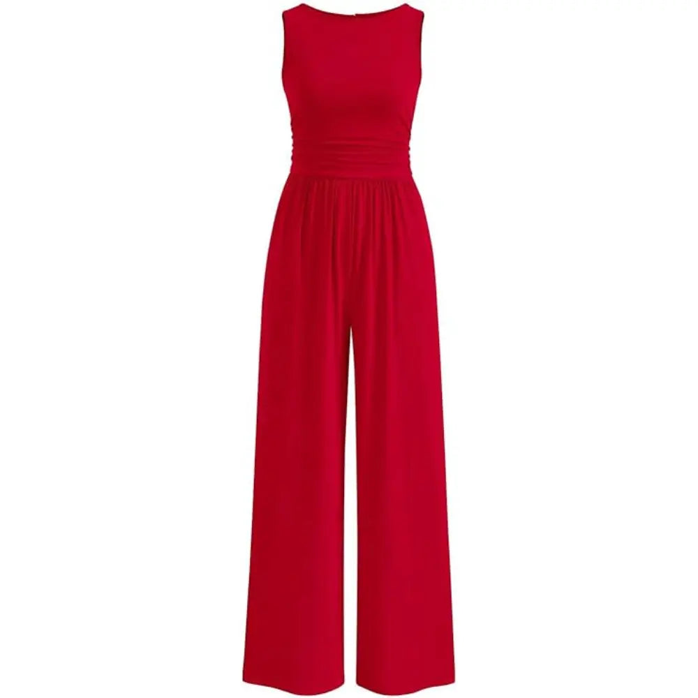 Prettygarden Women'S One Piece Jumpsuits Dressy Casual Sleeveless Crewneck Wide Leg Rompers Jumpers Vacation Summer Outfits
