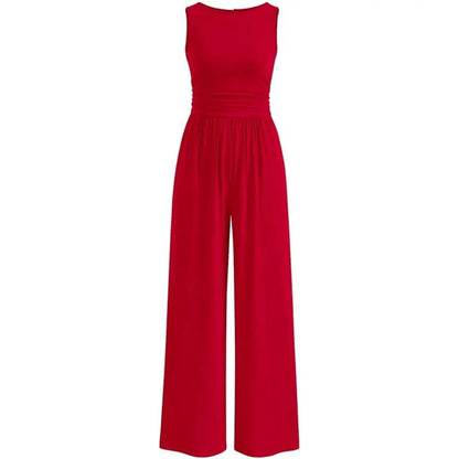 Prettygarden Women'S One Piece Jumpsuits Dressy Casual Sleeveless Crewneck Wide Leg Rompers Jumpers Vacation Summer Outfits