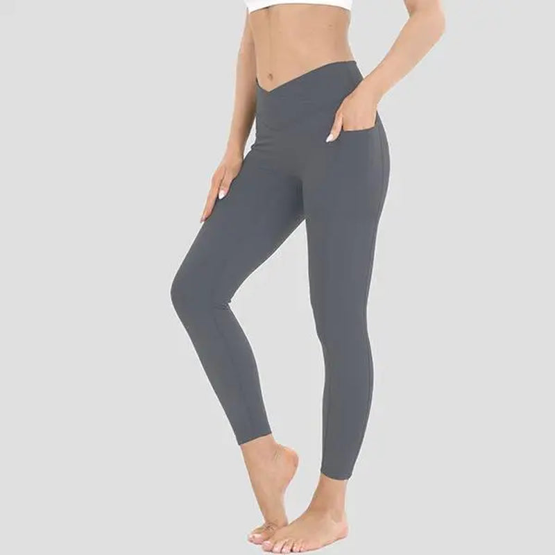 Women'S High Waist Stretchable Yoga Pants - Female Athletic Leggings with Pockets for Yoga, Running and Outdoor Daily Wear